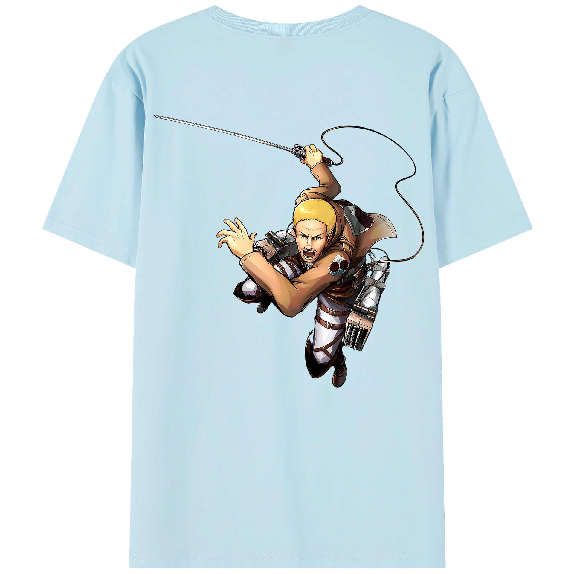 （画像用） 進撃の巨人 ハンネス Attack on Titan Hannes 綿100％半袖Tシャツ（背面プリント）